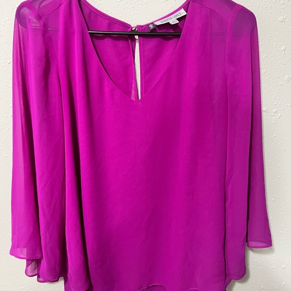 Jennifer Lopez Vibrant Magenta Purple Blouse